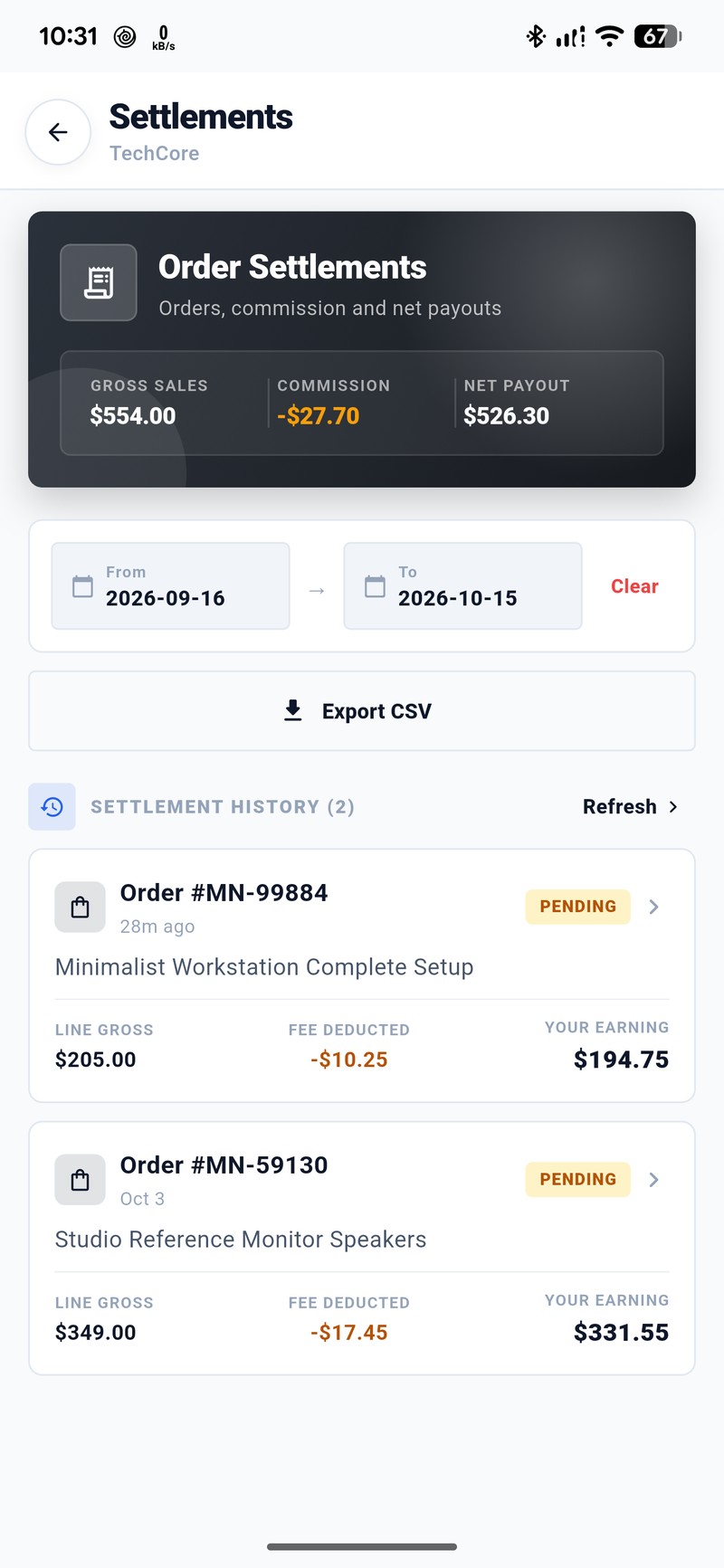 Settlement Ledger